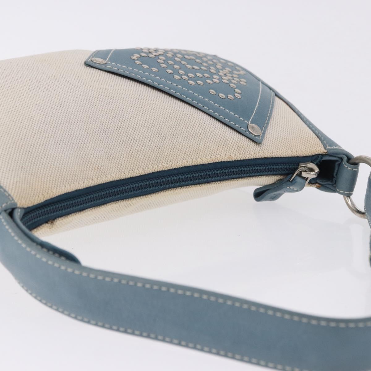 LOEWE Shoulder Bag Canvas Silver Beige Auth 200063A