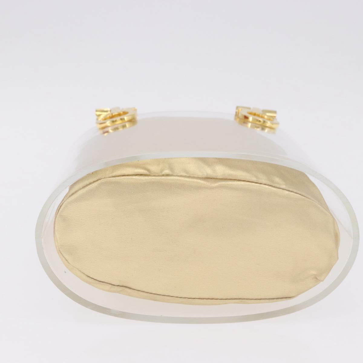 Salvatore Ferragamo Gancini Hand Bag plastic Clear Gold Auth 200065V