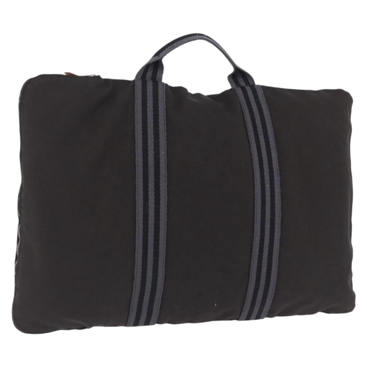 HERMES Fourre Tout Porte Documents Business Bag Canvas Gray Auth 200068A