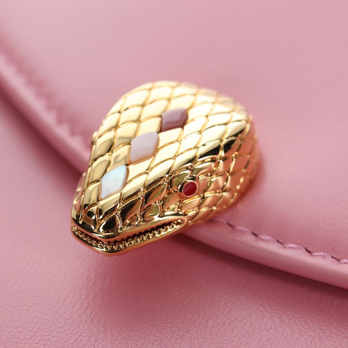 BVLGARI Serpenti Bag Hand Bag Leather 2way Pink Gold Auth 200069SAM