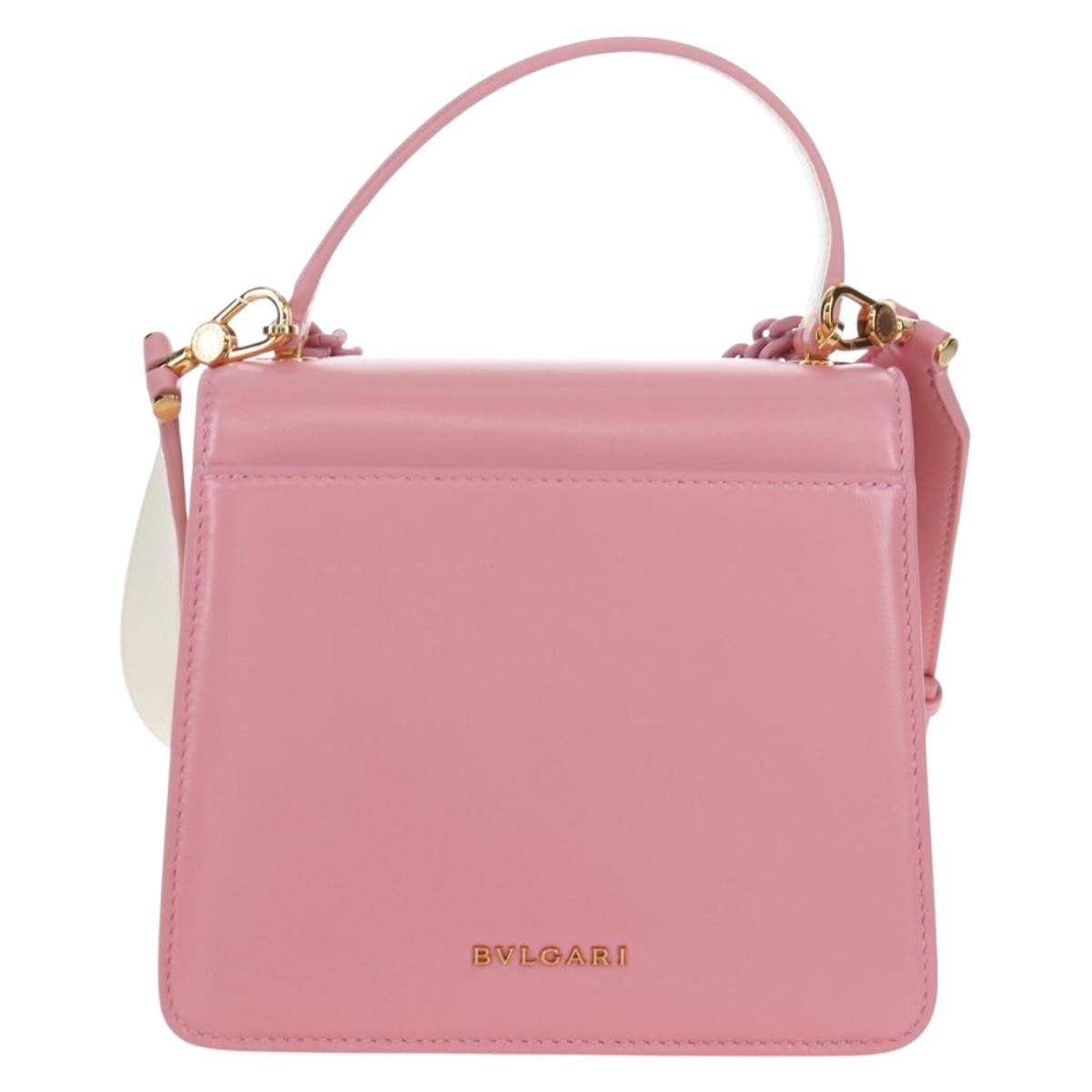 BVLGARI Serpenti Bag Hand Bag Leather 2way Pink Gold Auth 200069SAM