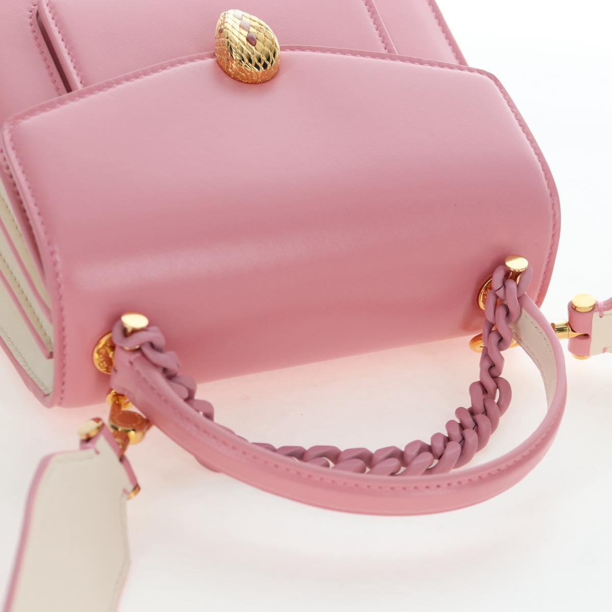 BVLGARI Serpenti Bag Hand Bag Leather 2way Pink Gold Auth 200069SAM