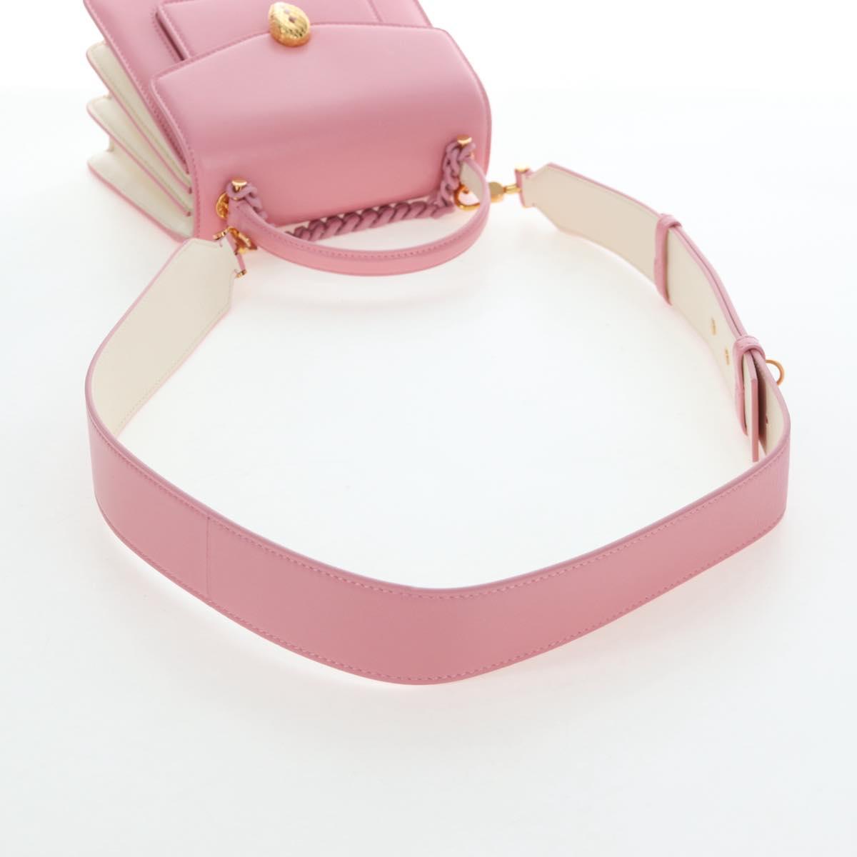 BVLGARI Serpenti Bag Hand Bag Leather 2way Pink Gold Auth 200069SAM
