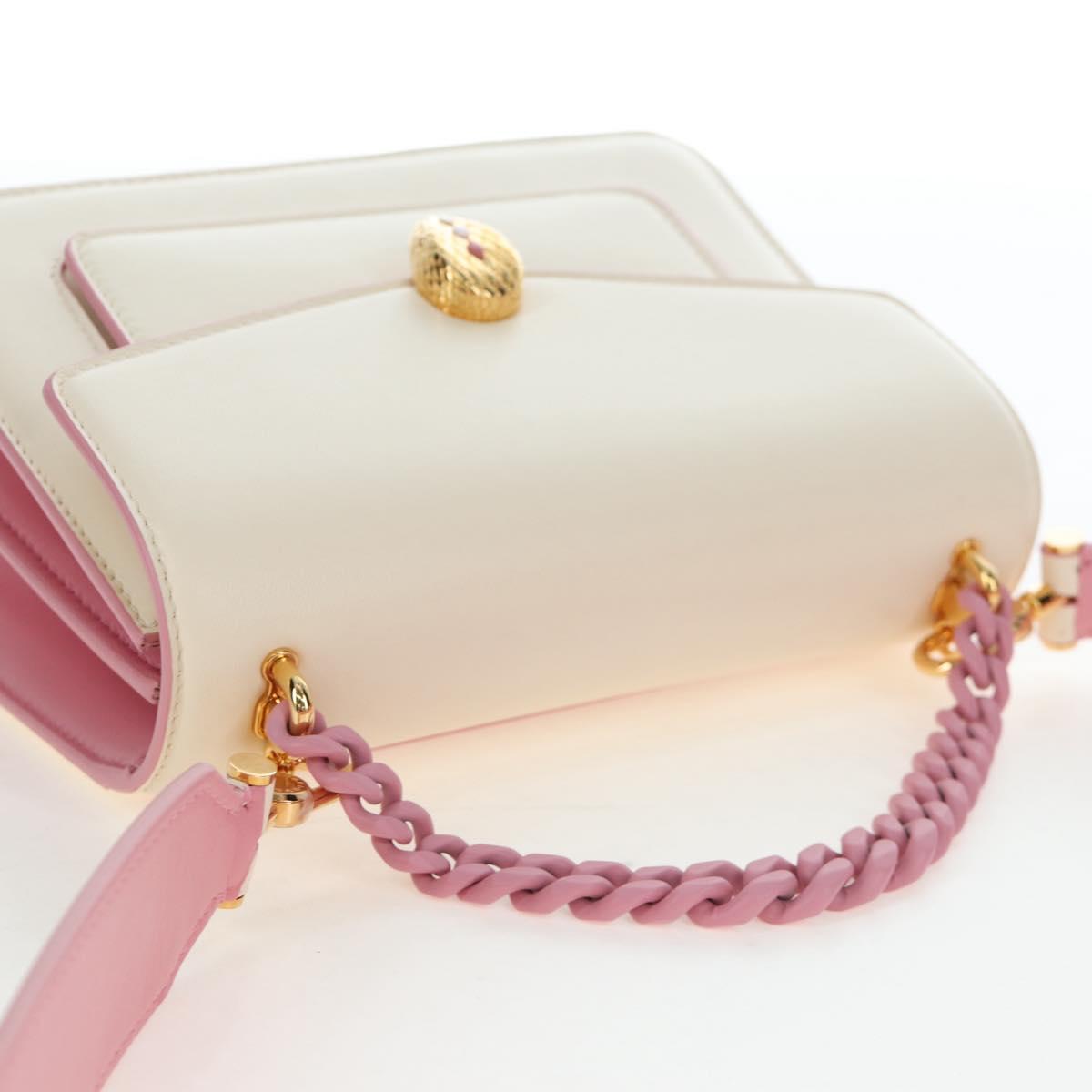 BVLGARI Serpenti Bag Hand Bag Leather 2way Ivory Gold Auth 200070SAM