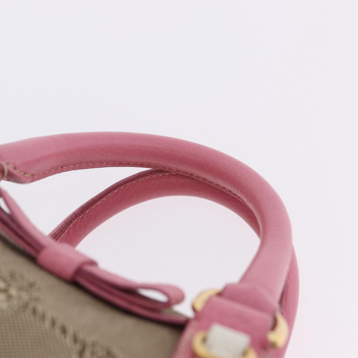 PRADA Hand Bag Jacquard 2way Beige Gold Auth 200074V