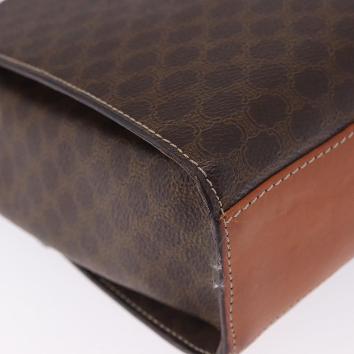 CELINE Macadam Canvas Circle Shoulder Bag PVC Leather Brown Gold Auth 200078A