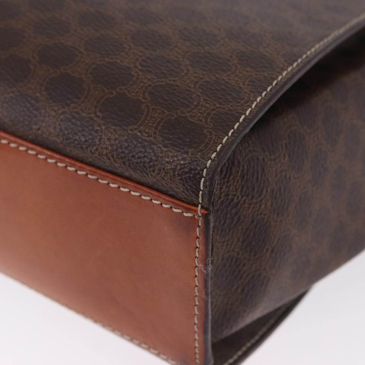 CELINE Macadam Canvas Circle Shoulder Bag PVC Leather Brown Gold Auth 200078A