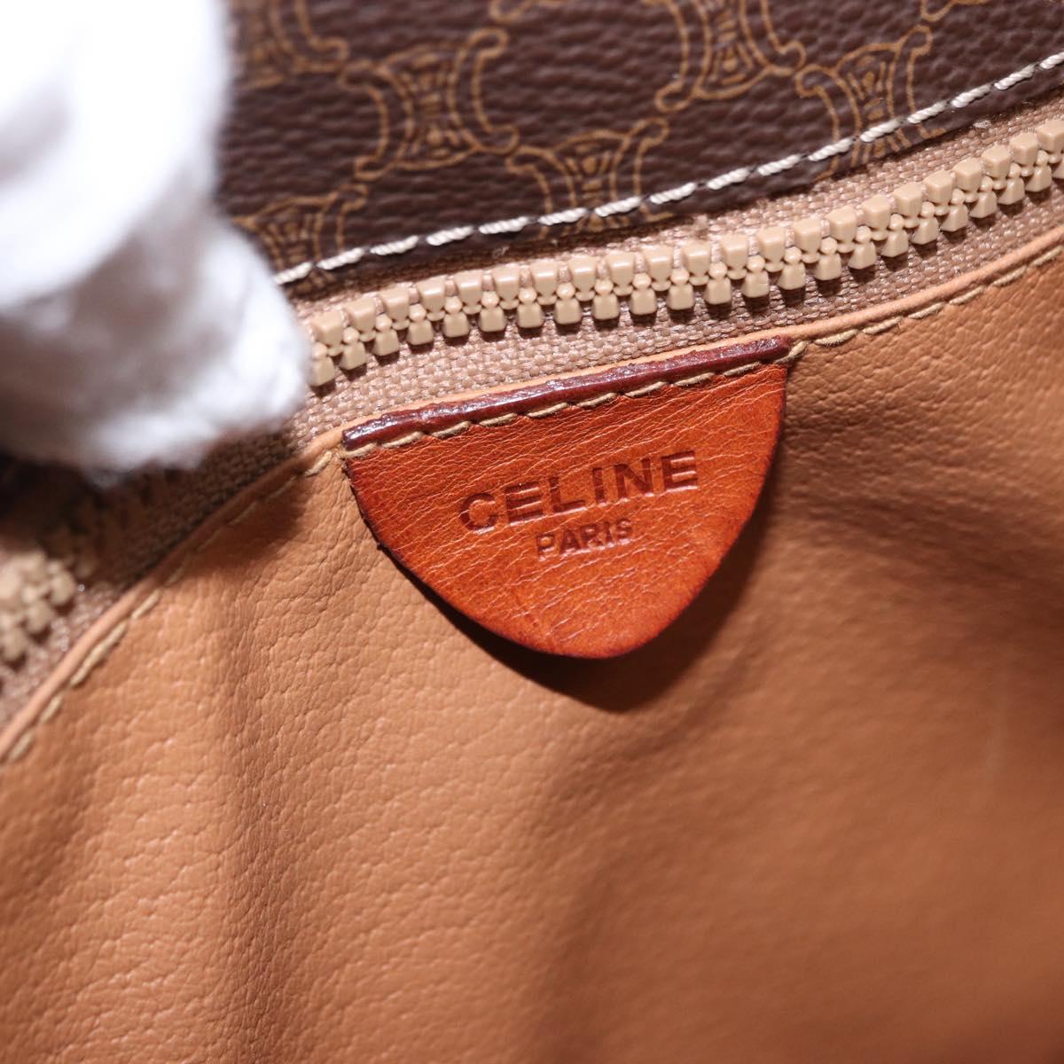 CELINE Macadam Canvas Circle Shoulder Bag PVC Leather Brown Gold Auth 200078A
