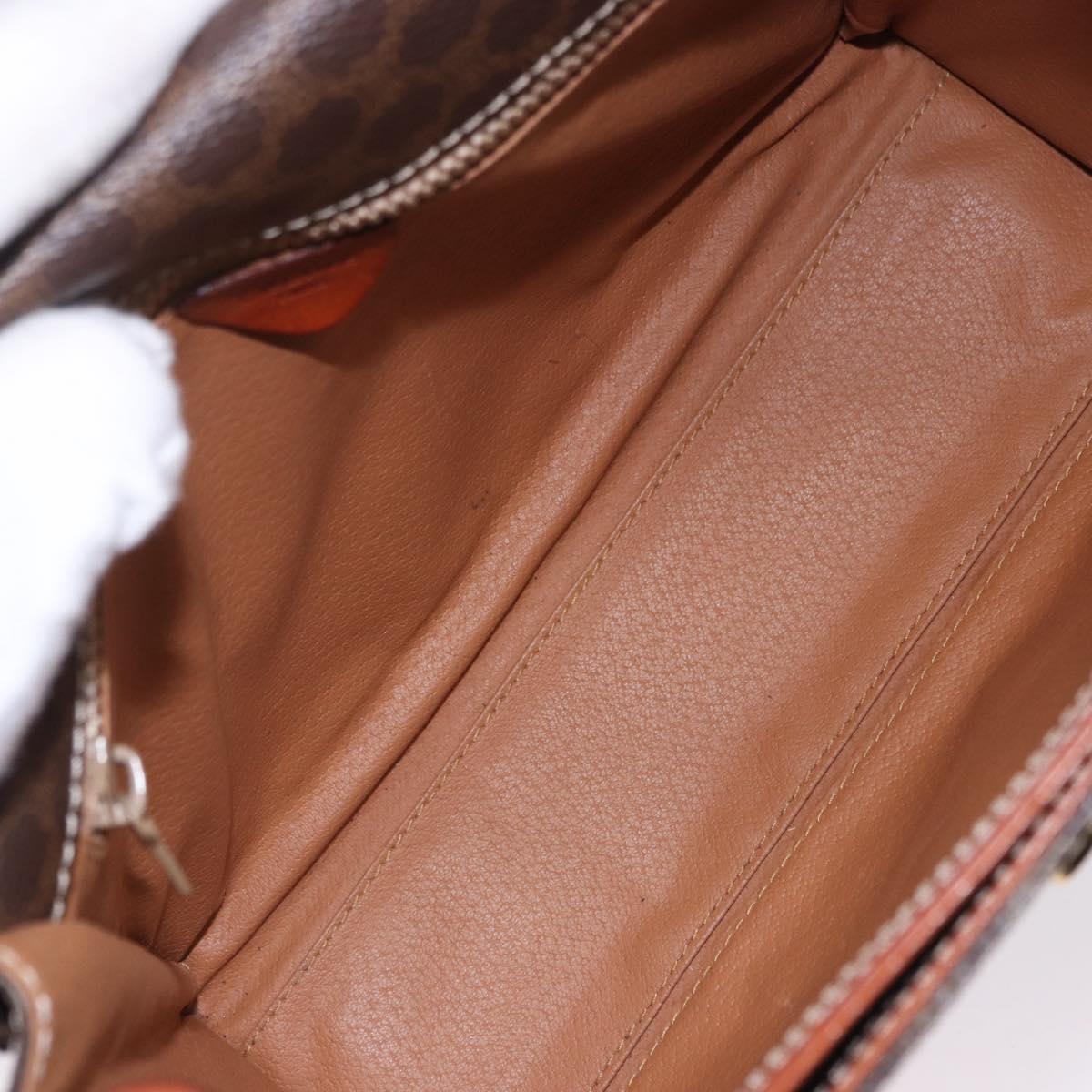 CELINE Macadam Canvas Circle Shoulder Bag PVC Leather Brown Gold Auth 200078A