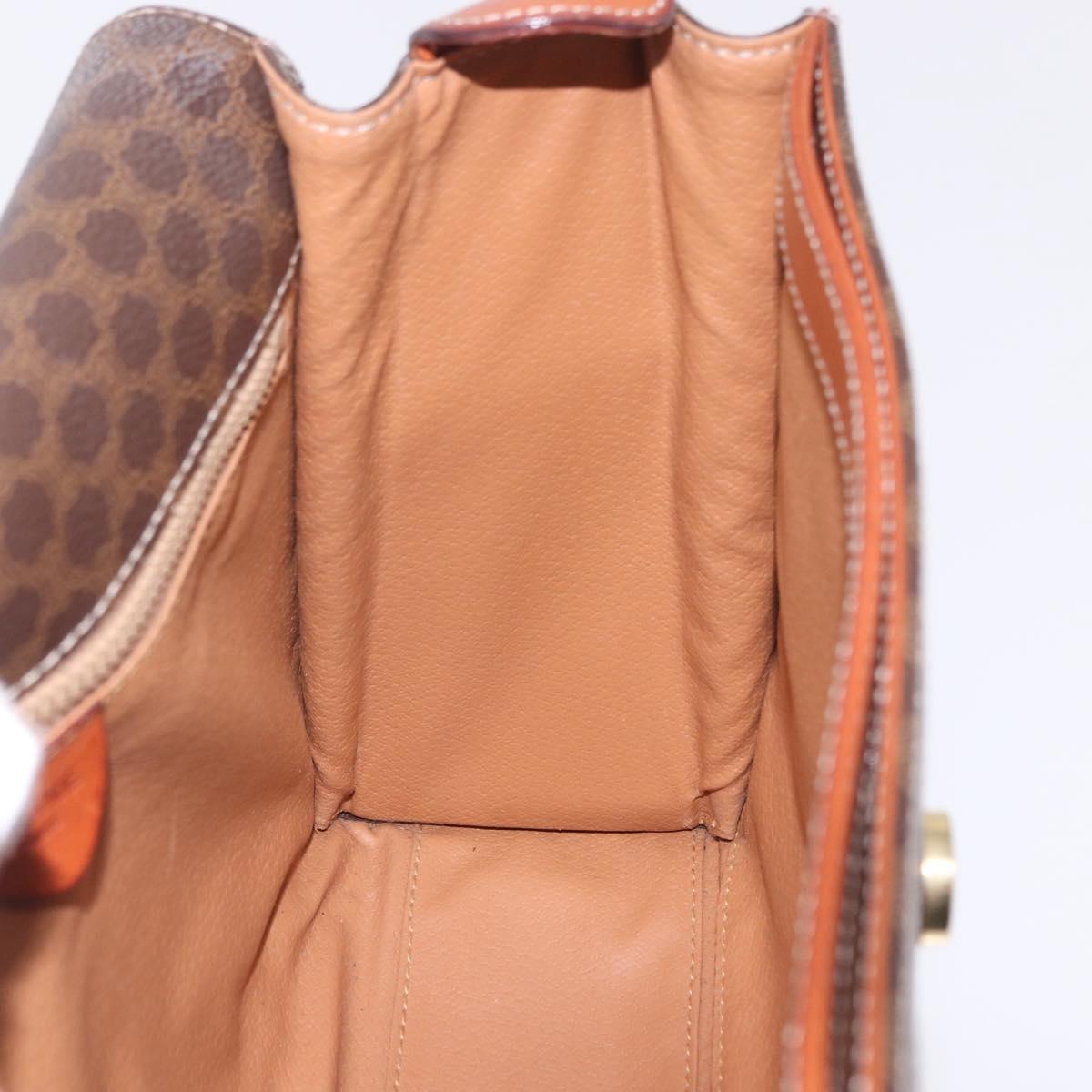 CELINE Macadam Canvas Circle Shoulder Bag PVC Leather Brown Gold Auth 200078A