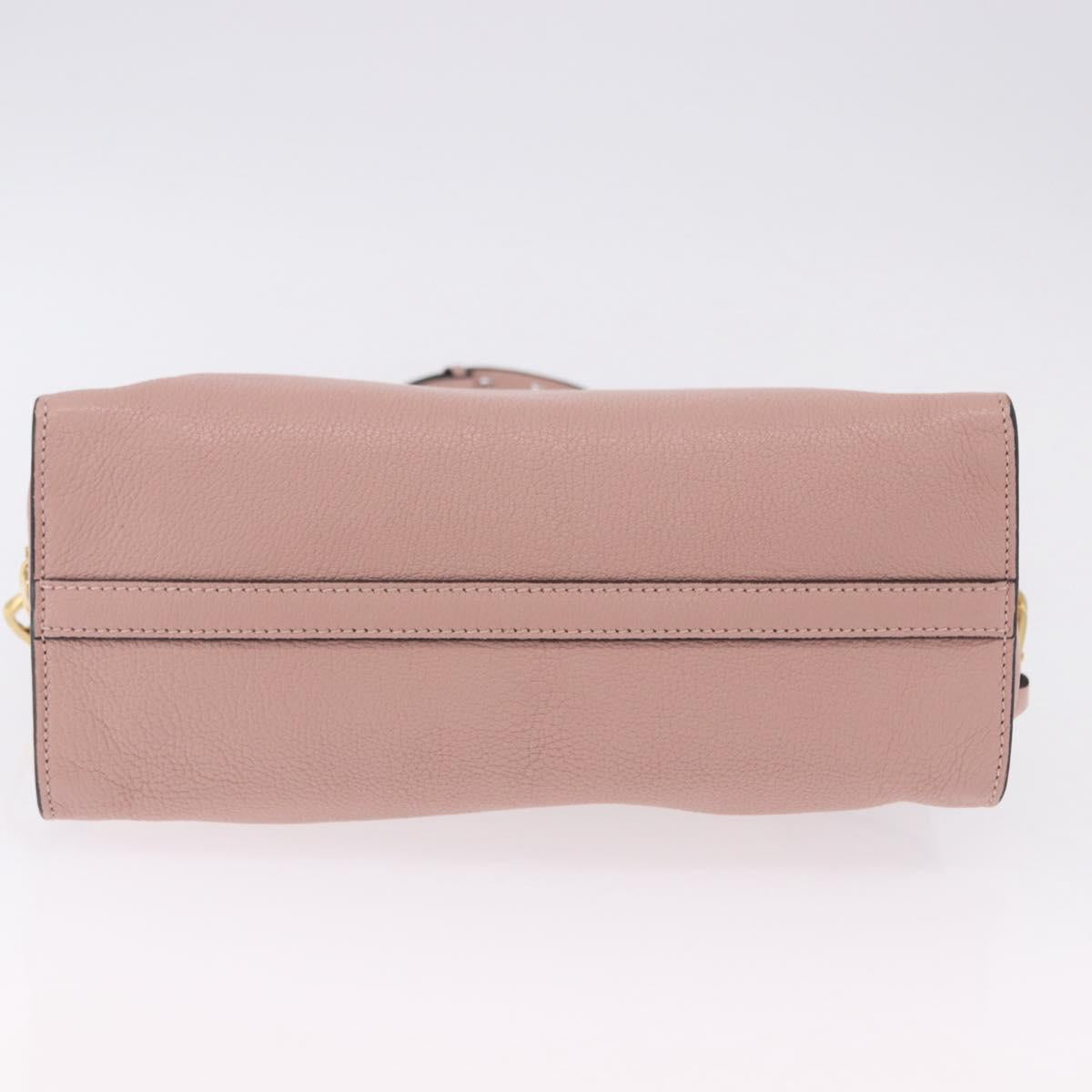 Miu Miu Hand Bag Leather 2way Pink Gold Auth 200079V