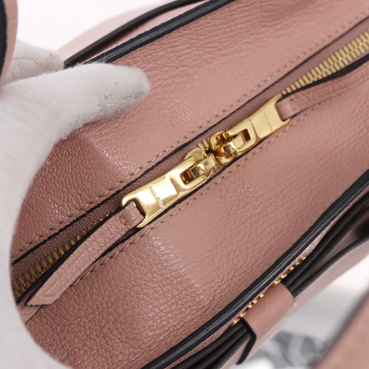 Miu Miu Hand Bag Leather 2way Pink Gold Auth 200079V