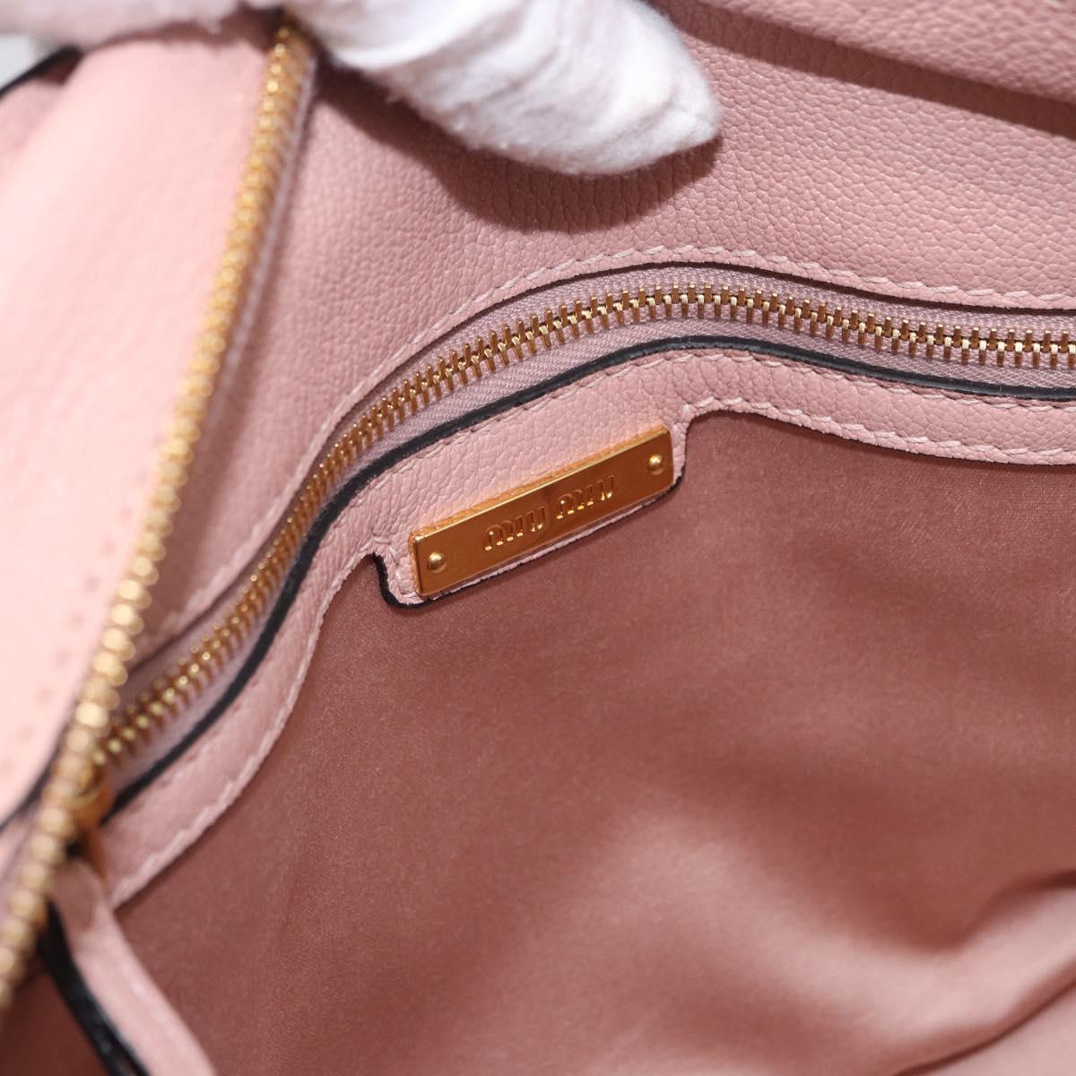 Miu Miu Hand Bag Leather 2way Pink Gold Auth 200079V