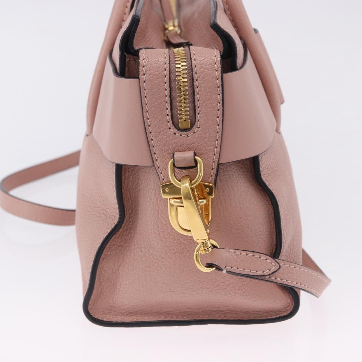Miu Miu Hand Bag Leather 2way Pink Gold Auth 200079V