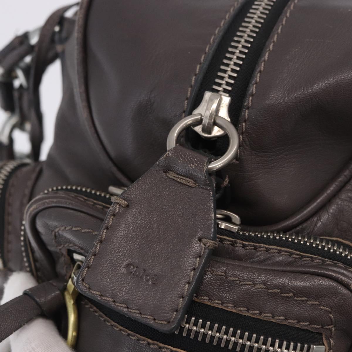 Chloe Chain Hand Bag Leather Gray Silver Auth 200082A