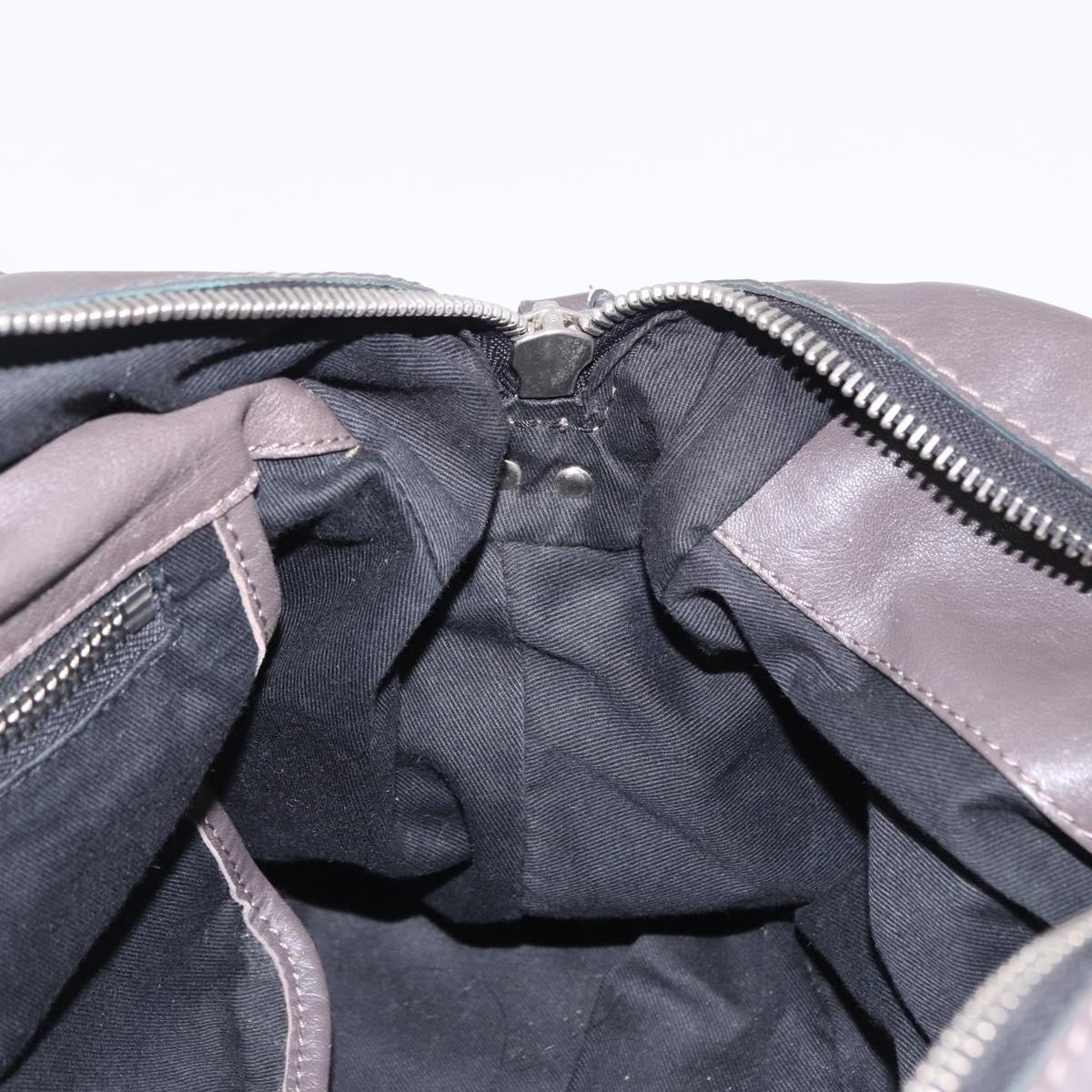 Chloe Chain Hand Bag Leather Gray Silver Auth 200082A