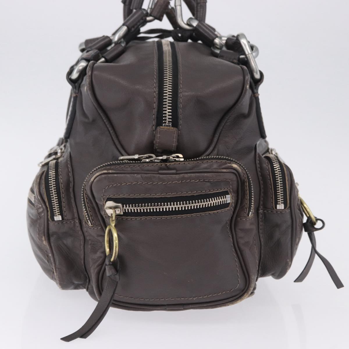 Chloe Chain Hand Bag Leather Gray Silver Auth 200082A