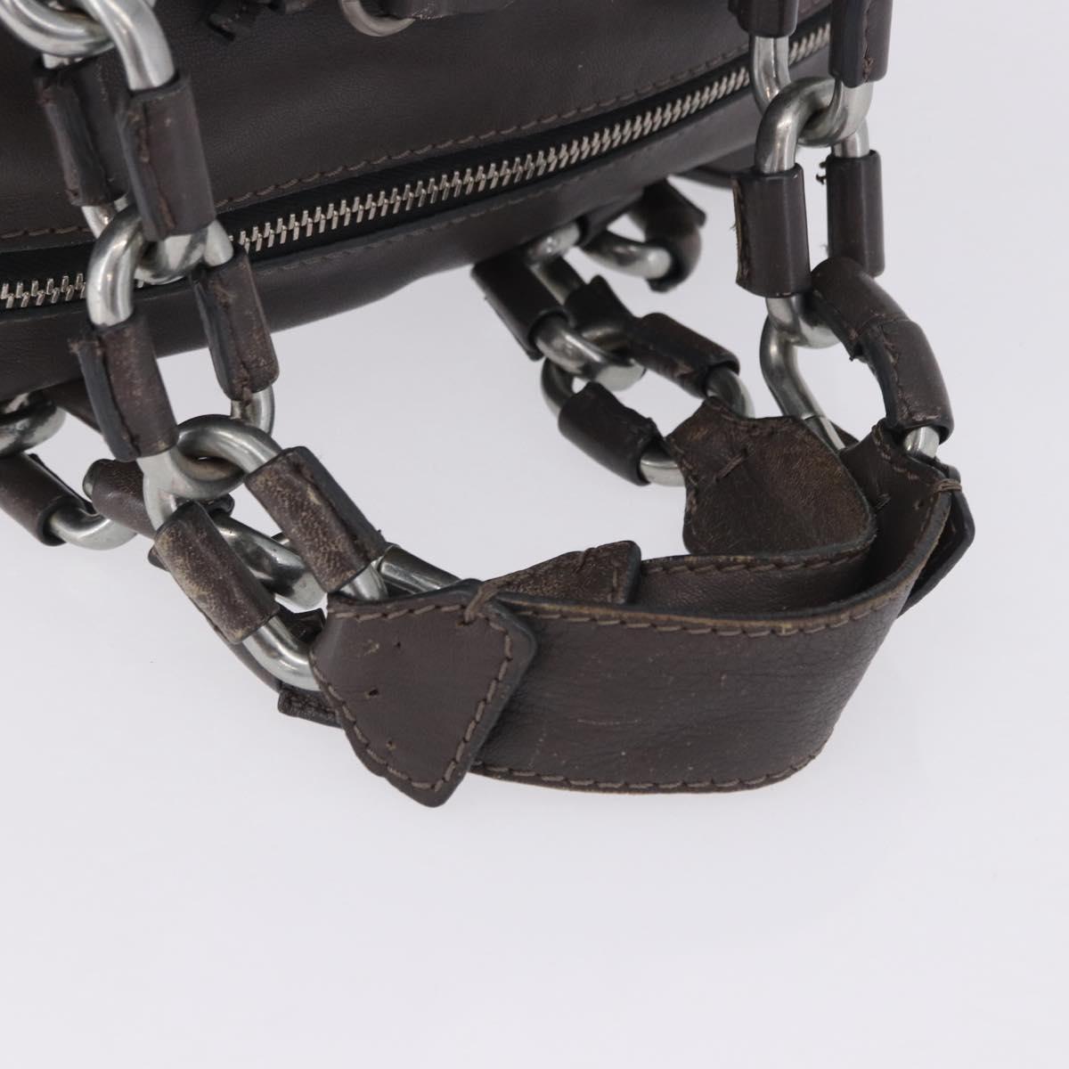 Chloe Chain Hand Bag Leather Gray Silver Auth 200082A