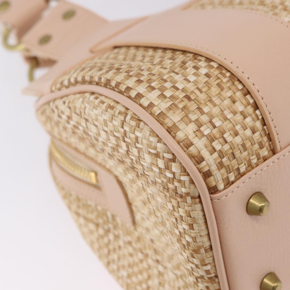 Chloe Hand Bag straw Gold Beige Auth 200083