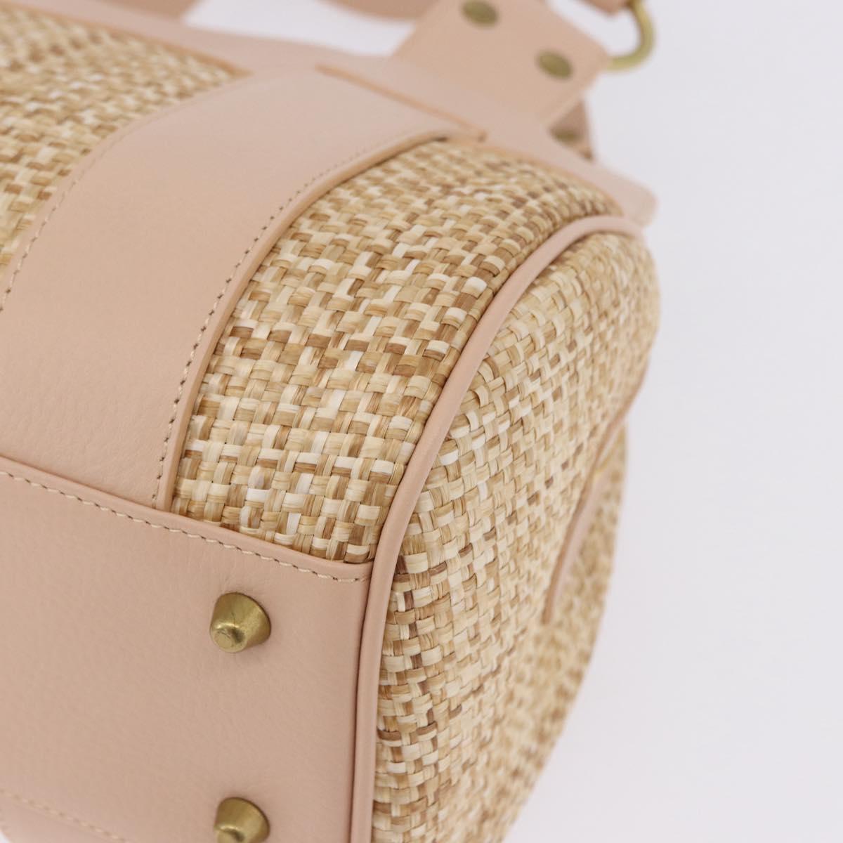 Chloe Hand Bag straw Gold Beige Auth 200083