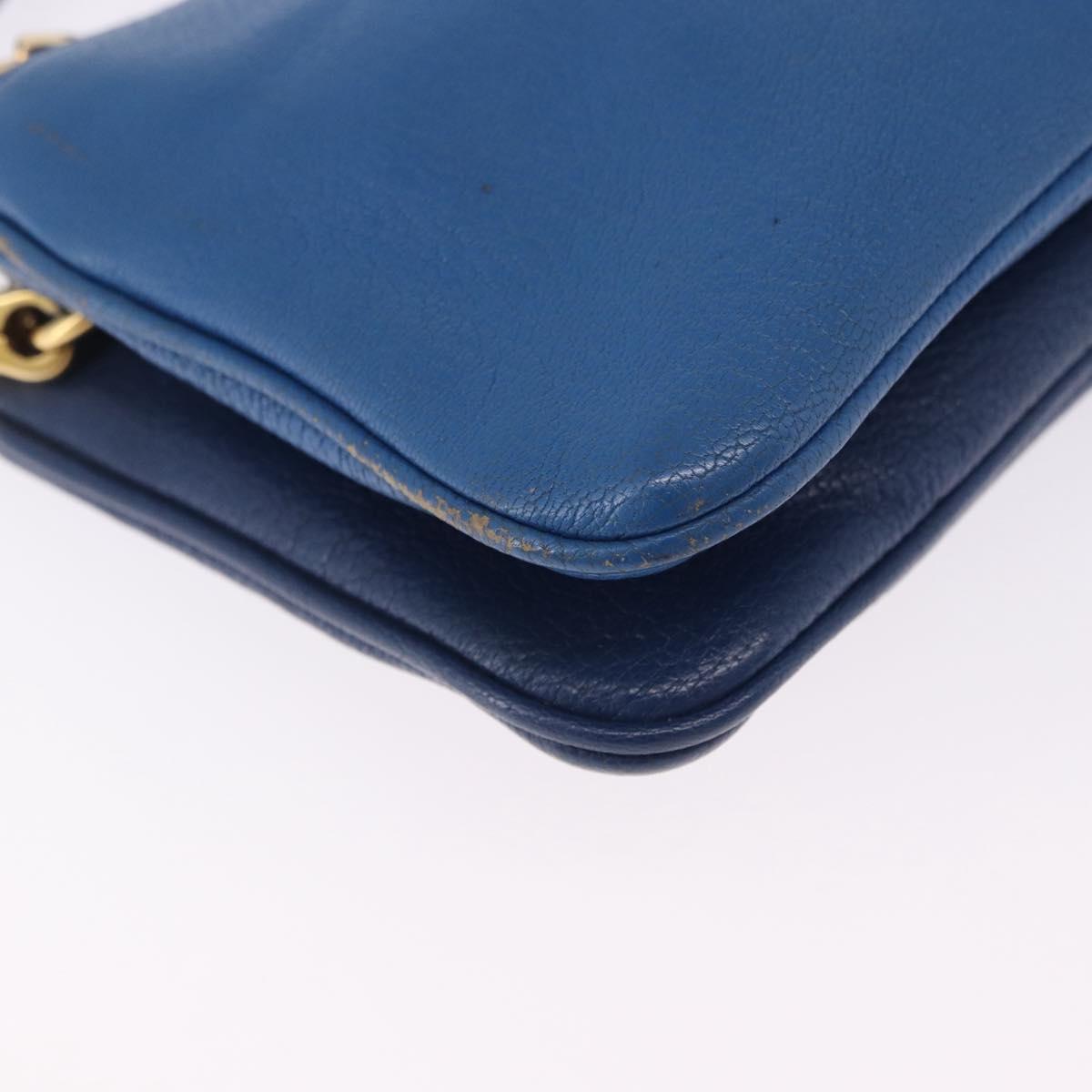 Miu Miu Shoulder Bag Leather Blue Gold Auth 200087A