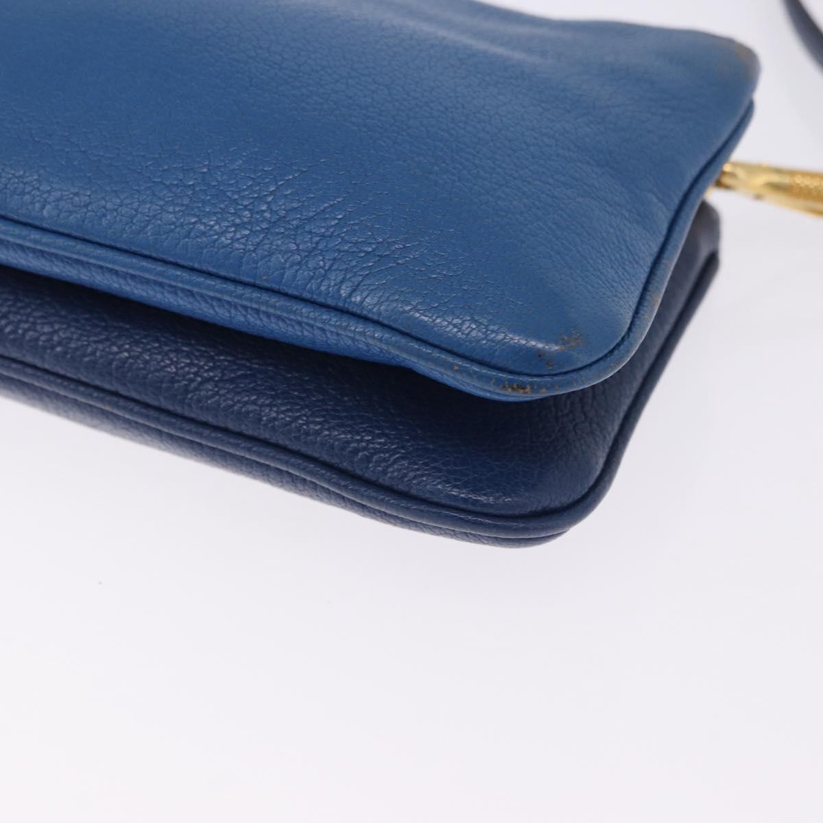 Miu Miu Shoulder Bag Leather Blue Gold Auth 200087A