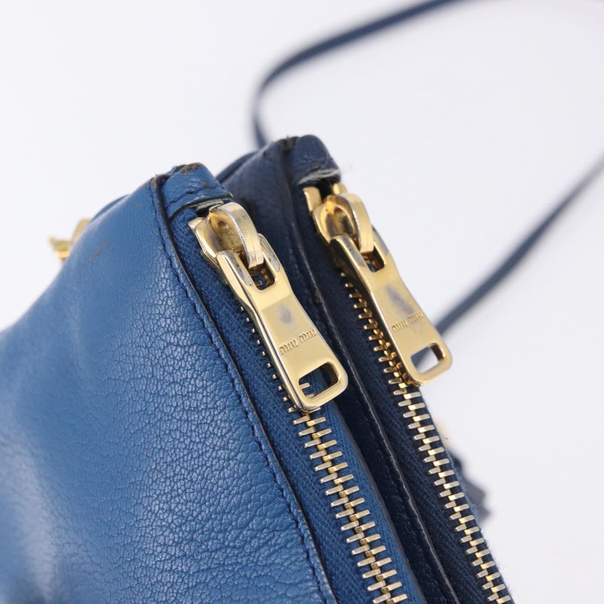 Miu Miu Shoulder Bag Leather Blue Gold Auth 200087A
