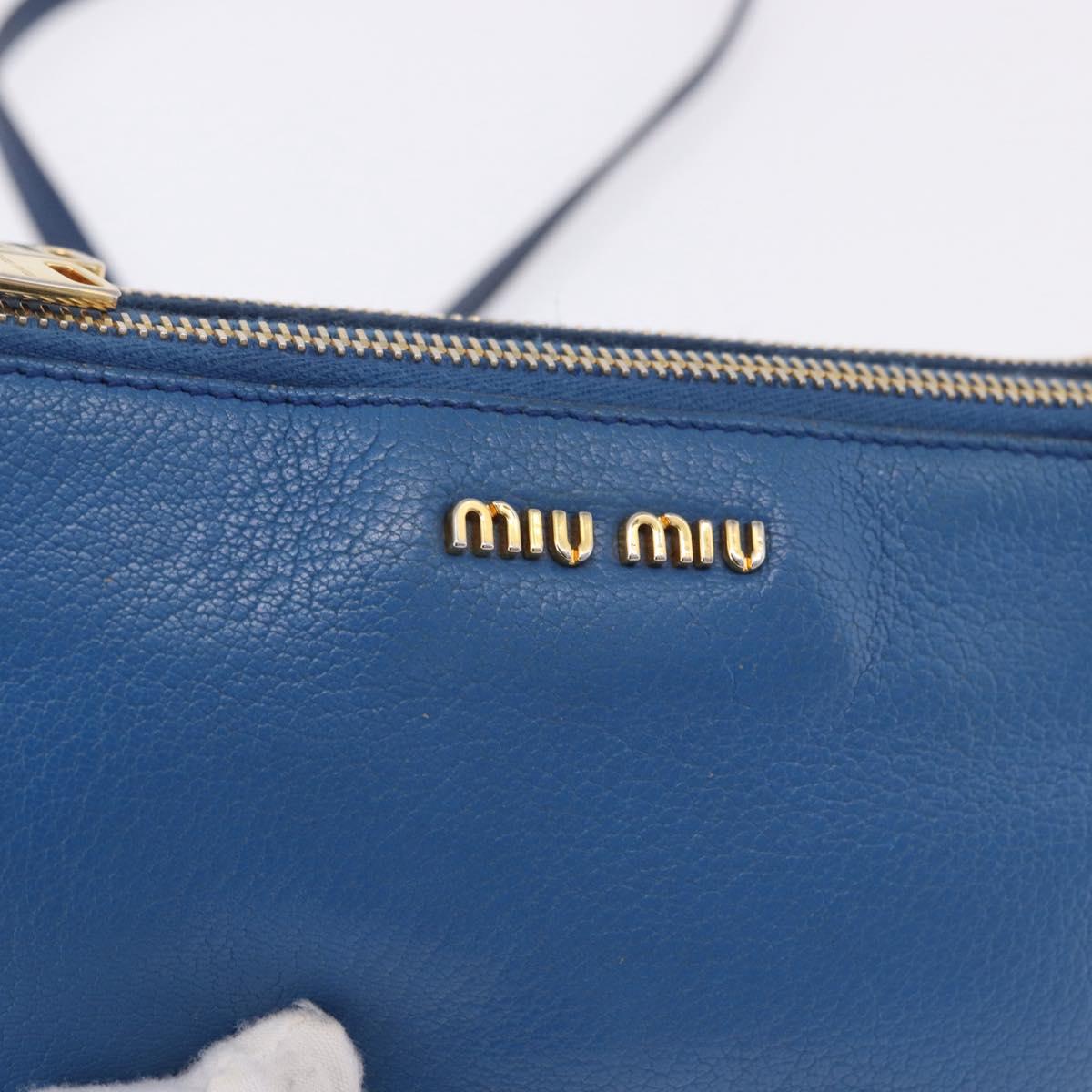 Miu Miu Shoulder Bag Leather Blue Gold Auth 200087A