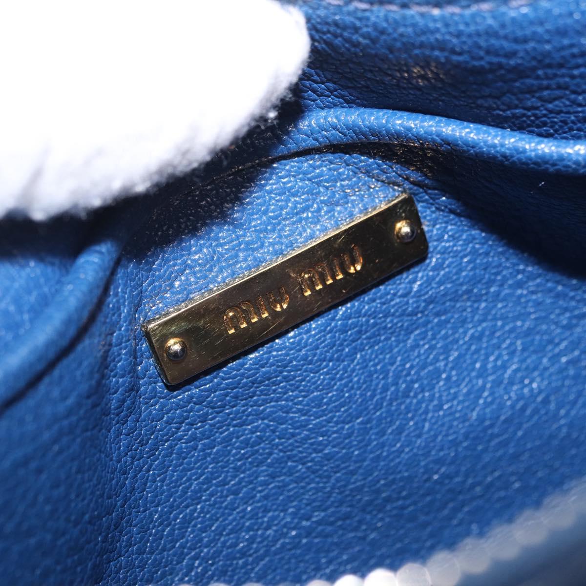 Miu Miu Shoulder Bag Leather Blue Gold Auth 200087A