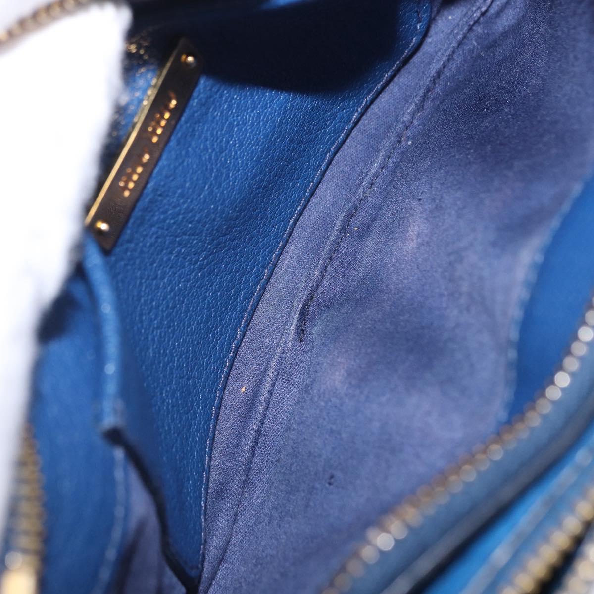 Miu Miu Shoulder Bag Leather Blue Gold Auth 200087A