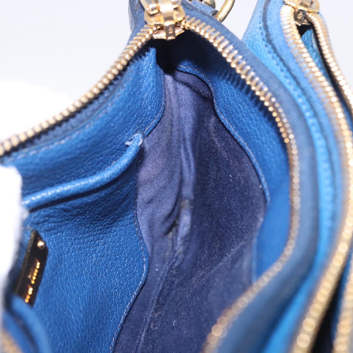 Miu Miu Shoulder Bag Leather Blue Gold Auth 200087A