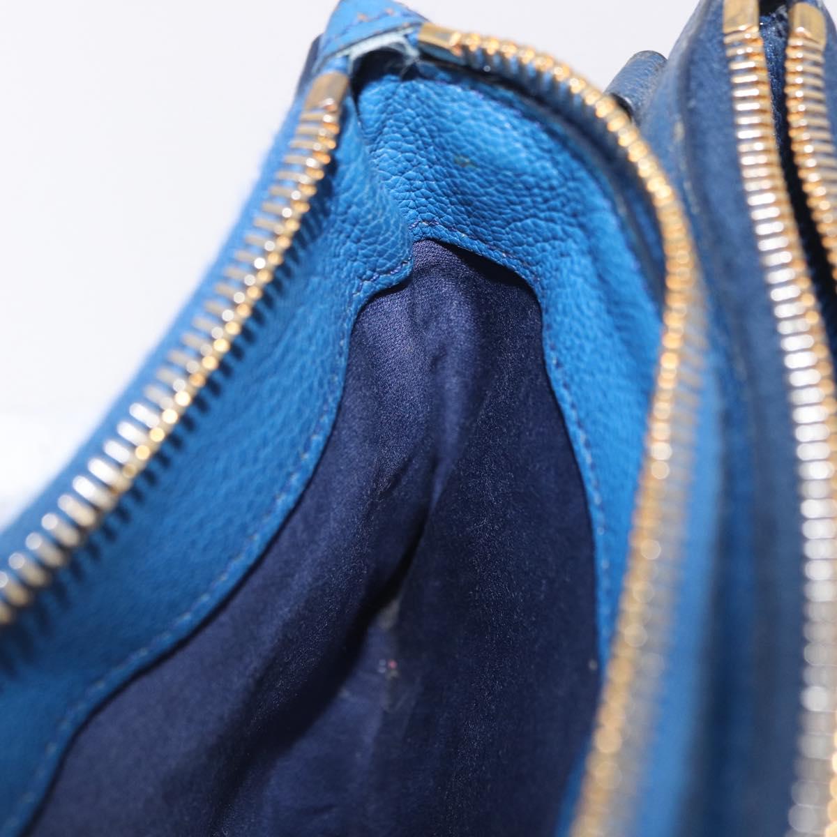 Miu Miu Shoulder Bag Leather Blue Gold Auth 200087A