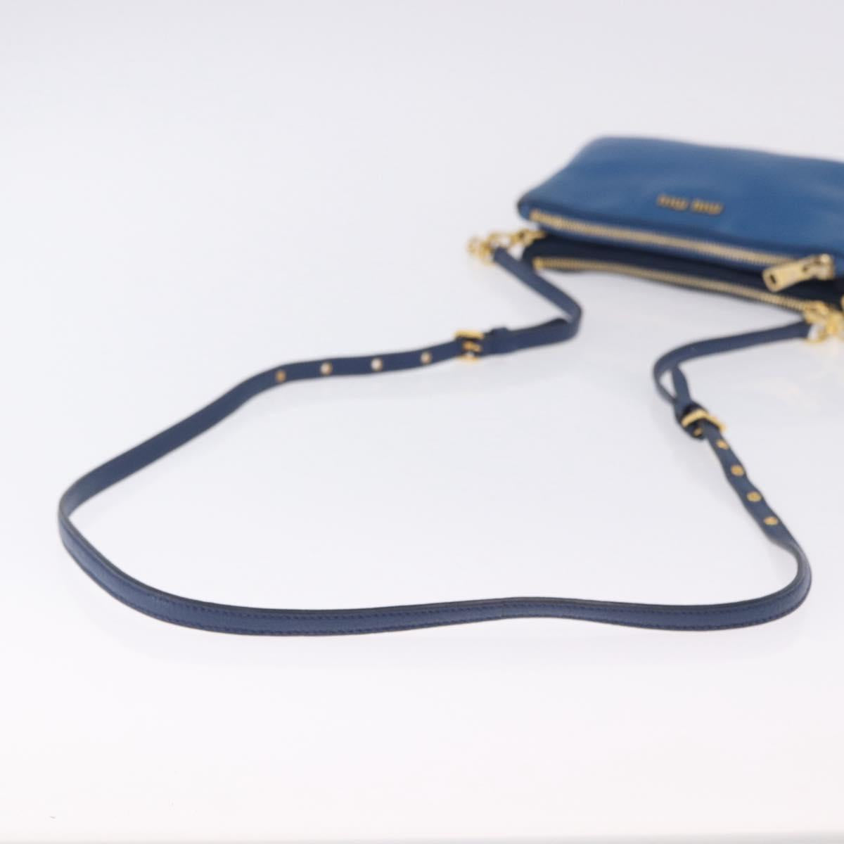 Miu Miu Shoulder Bag Leather Blue Gold Auth 200087A