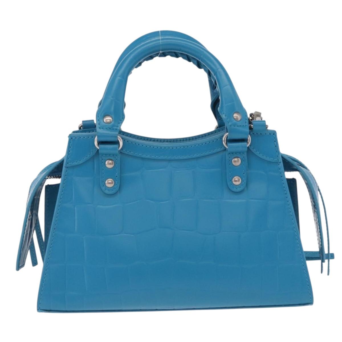BALENCIAGA Neo Classic City Mini Bag Leather 2way Blue 638524 Auth 200089SAM