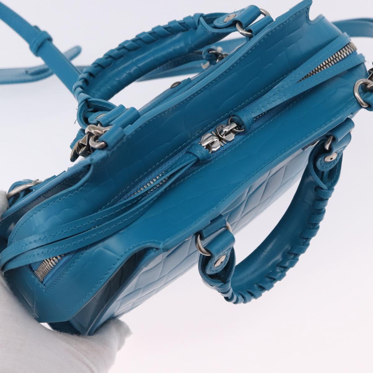 BALENCIAGA Neo Classic City Mini Bag Leather 2way Blue 638524 Auth 200089SAM