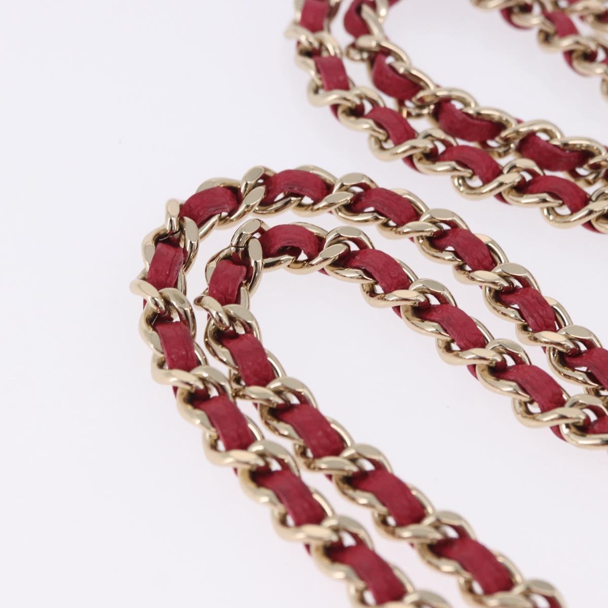 CHANEL Matelasse Top Handle Chain Caviar Skin 2way Red Gold CC Auth 200091SAM