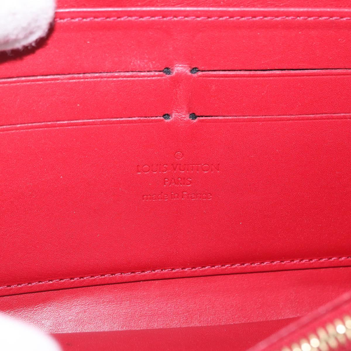 LOUIS VUITTON Vernis Rayure Zippy Long Wallet Pomme D'amour M91718 Auth 200092A