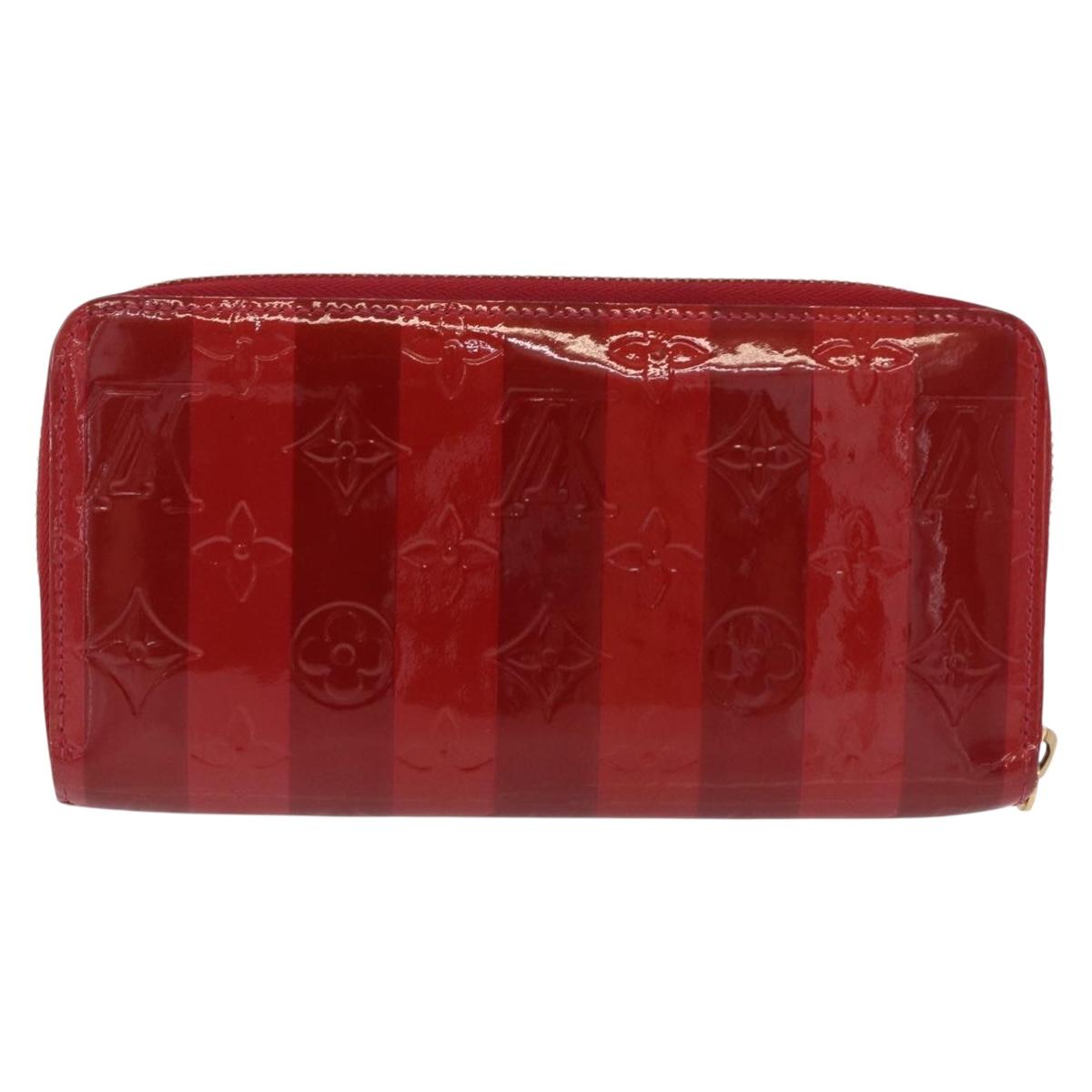 LOUIS VUITTON Vernis Rayure Zippy Long Wallet Pomme D'amour M91718 Auth 200092A