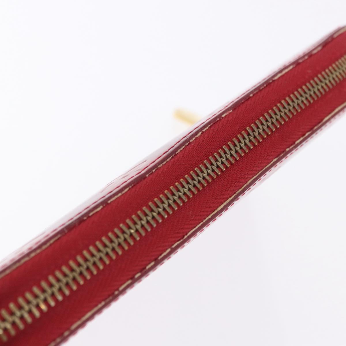 LOUIS VUITTON Vernis Rayure Zippy Long Wallet Pomme D'amour M91718 Auth 200092A