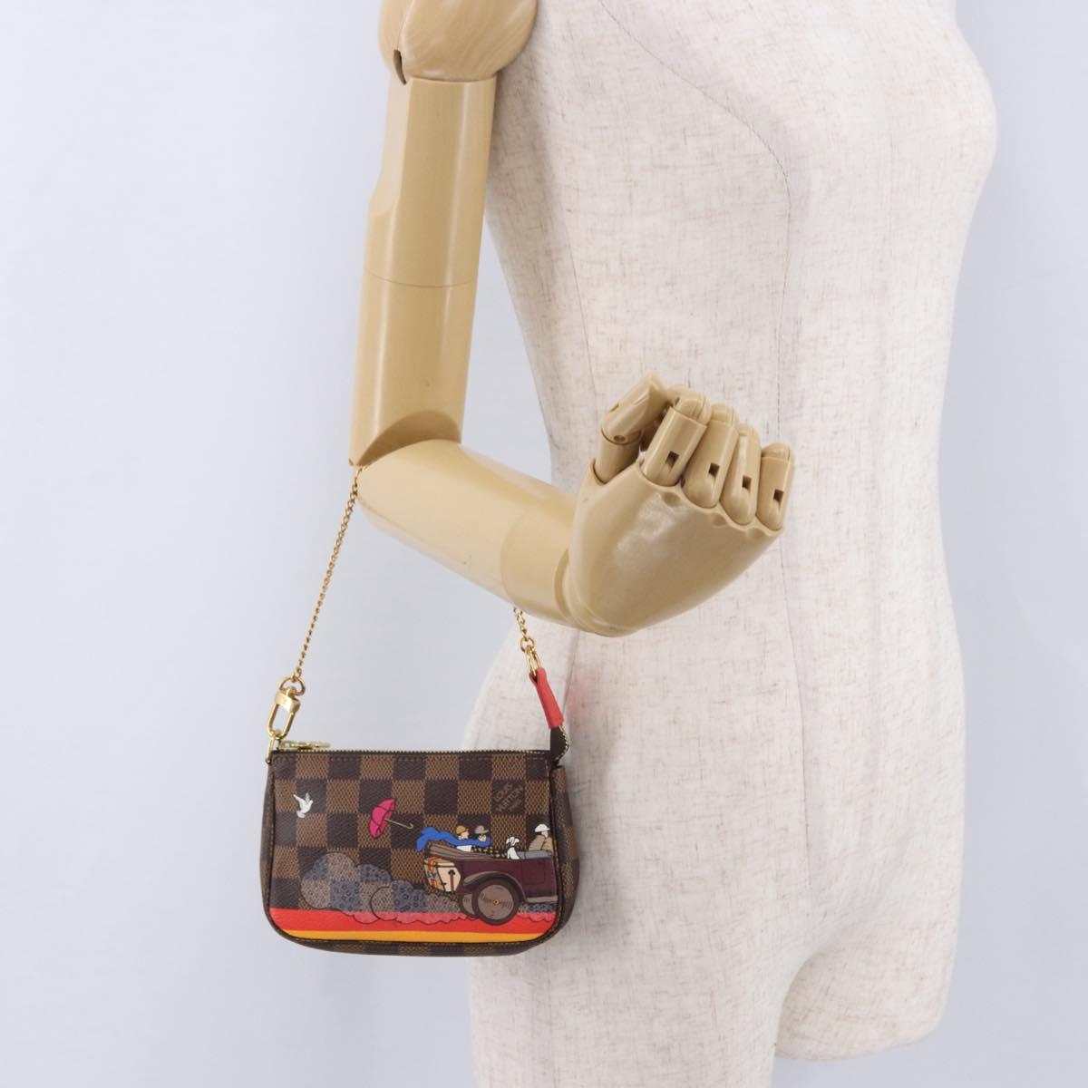 LOUIS VUITTON Monogram Christmas limited Mini Pochette Pouch M41655 Auth 200096M