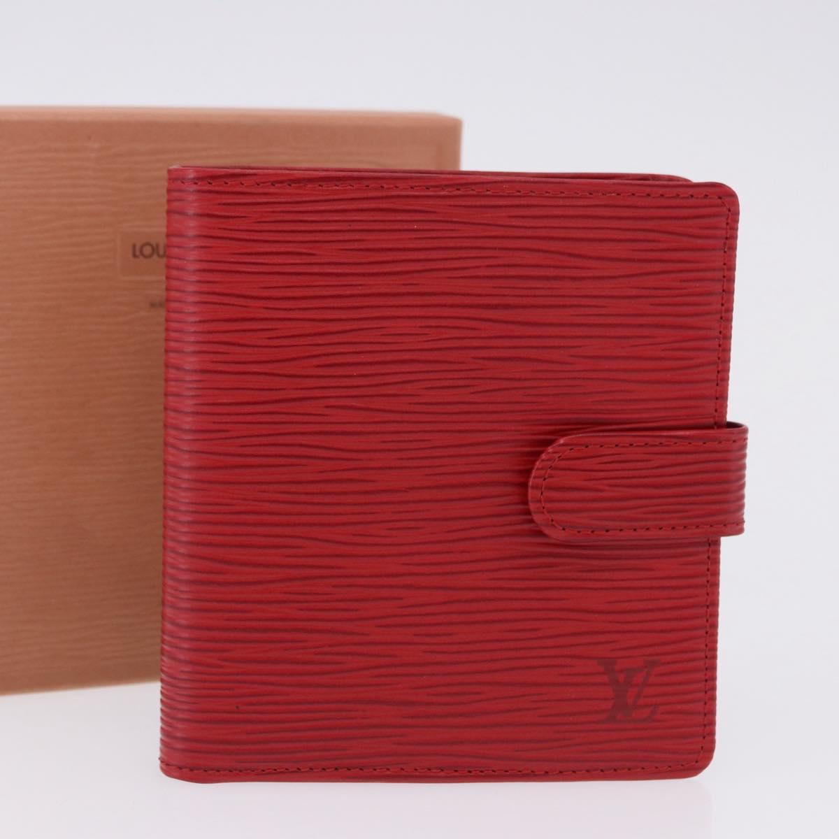 LOUIS VUITTON Epi Portopier Compact Wallet Red LV Auth 200099A