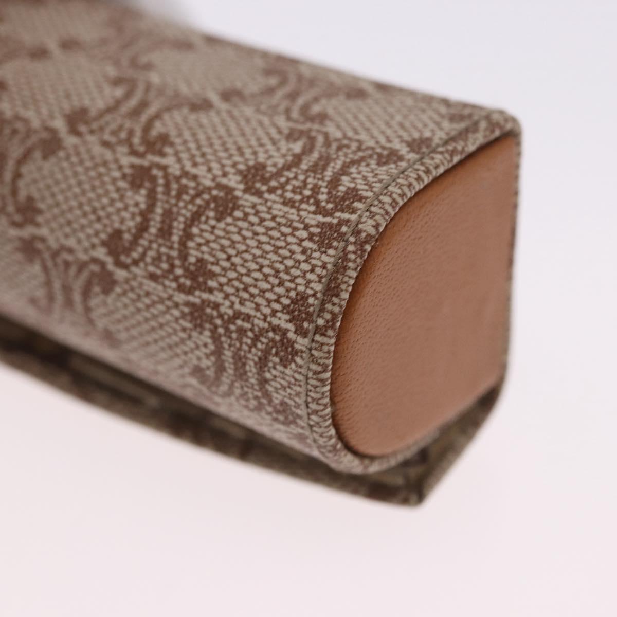 CELINE Macadam Canvas Lip Case Pouch PVC Beige Gold Auth 200107V