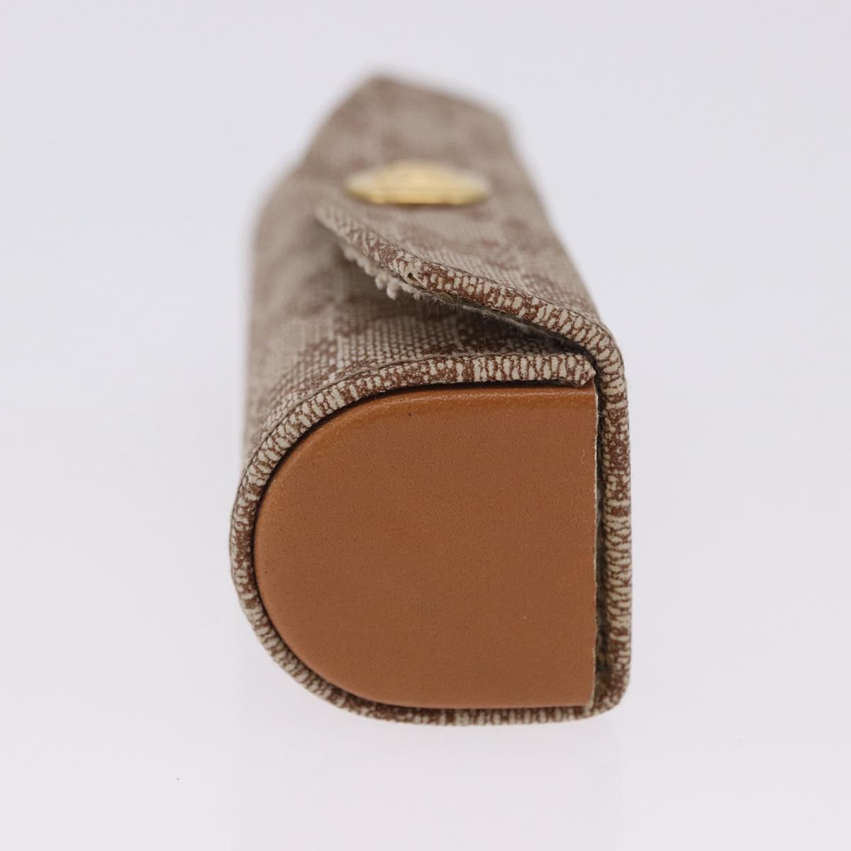CELINE Macadam Canvas Lip Case Pouch PVC Beige Gold Auth 200107V