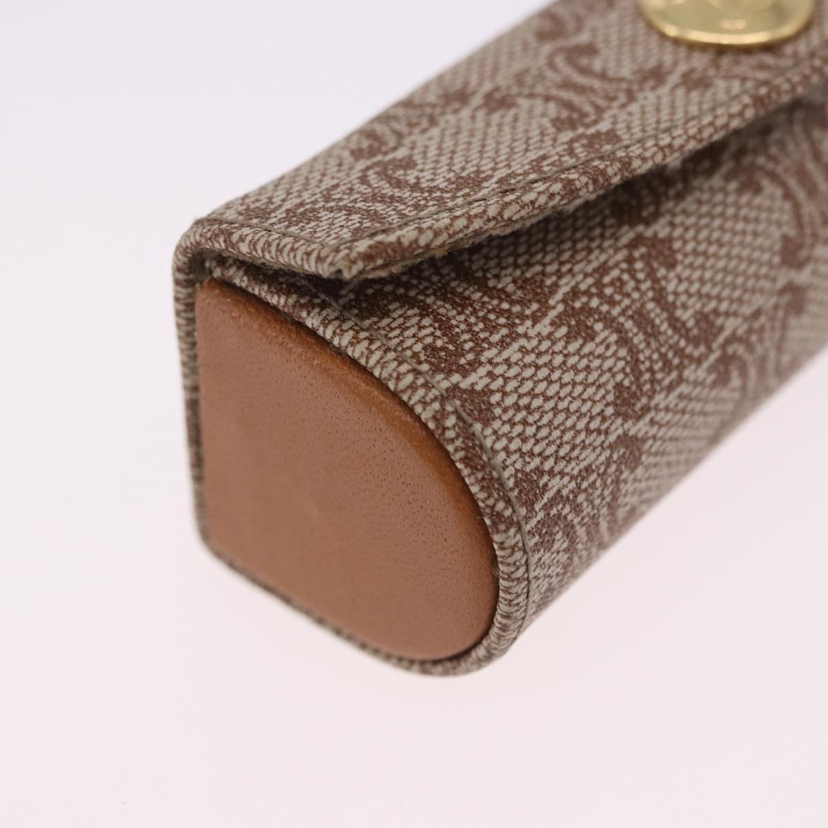 CELINE Macadam Canvas Lip Case Pouch PVC Beige Gold Auth 200107V