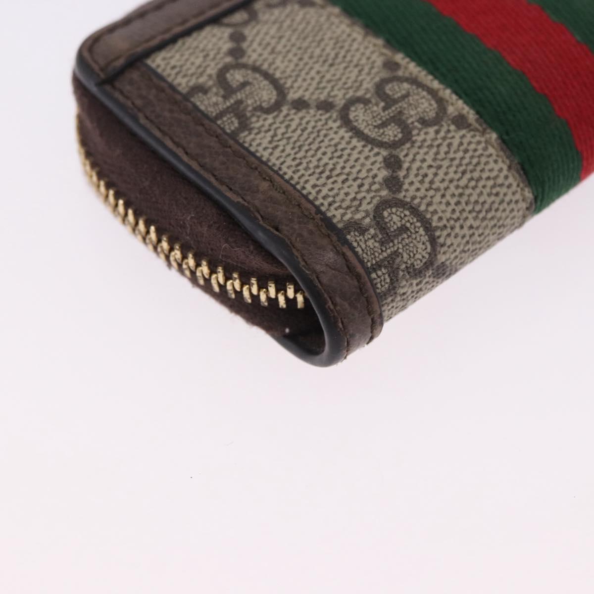 GUCCI GG Marmont Web Sherry Line Key Case PVC Beige Red Green 523157 Auth 200108