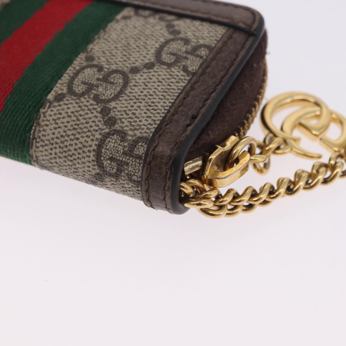 GUCCI GG Marmont Web Sherry Line Key Case PVC Beige Red Green 523157 Auth 200108