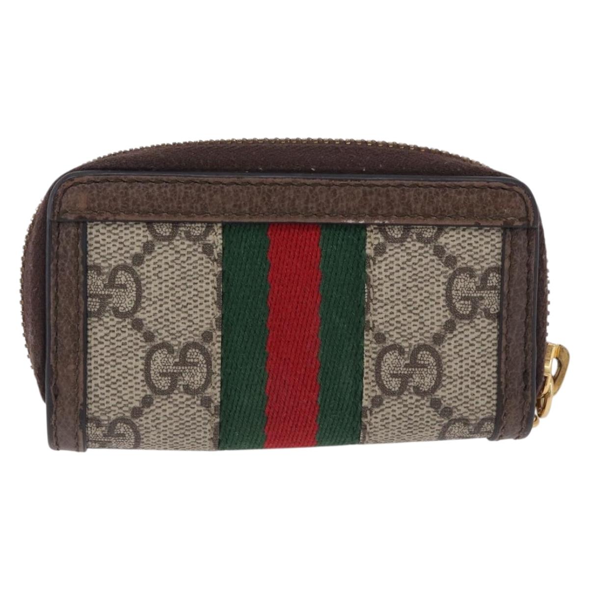 GUCCI GG Marmont Web Sherry Line Key Case PVC Beige Red Green 523157 Auth 200108