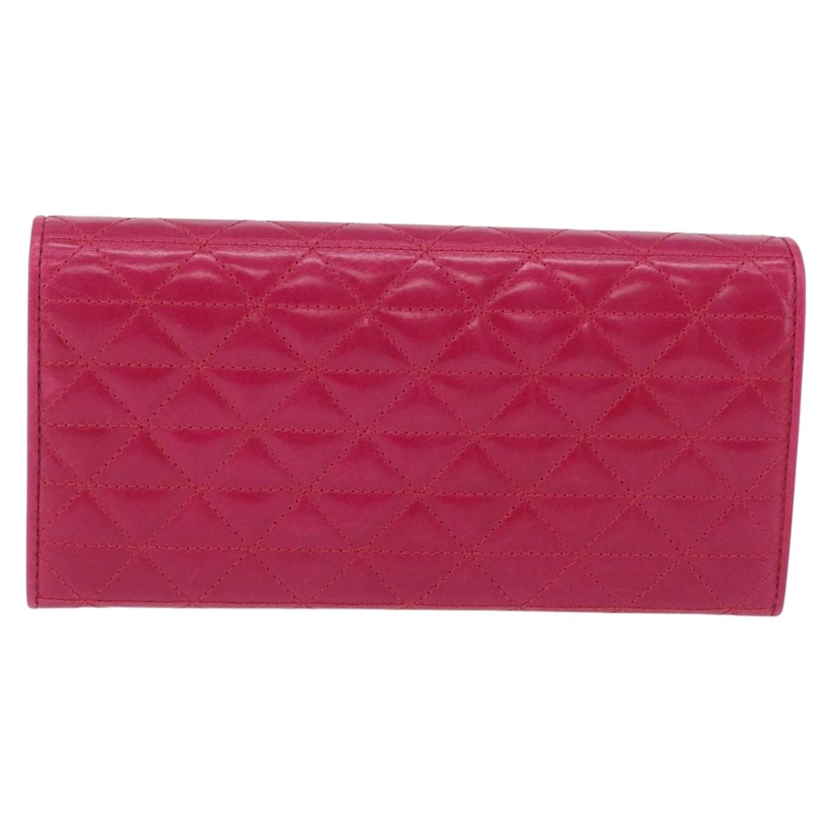 PRADA Long Wallet Leather Pink Gold Auth 200115V