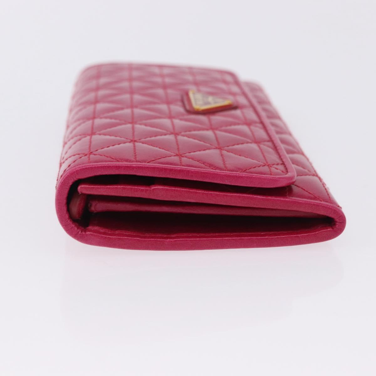PRADA Long Wallet Leather Pink Gold Auth 200115V