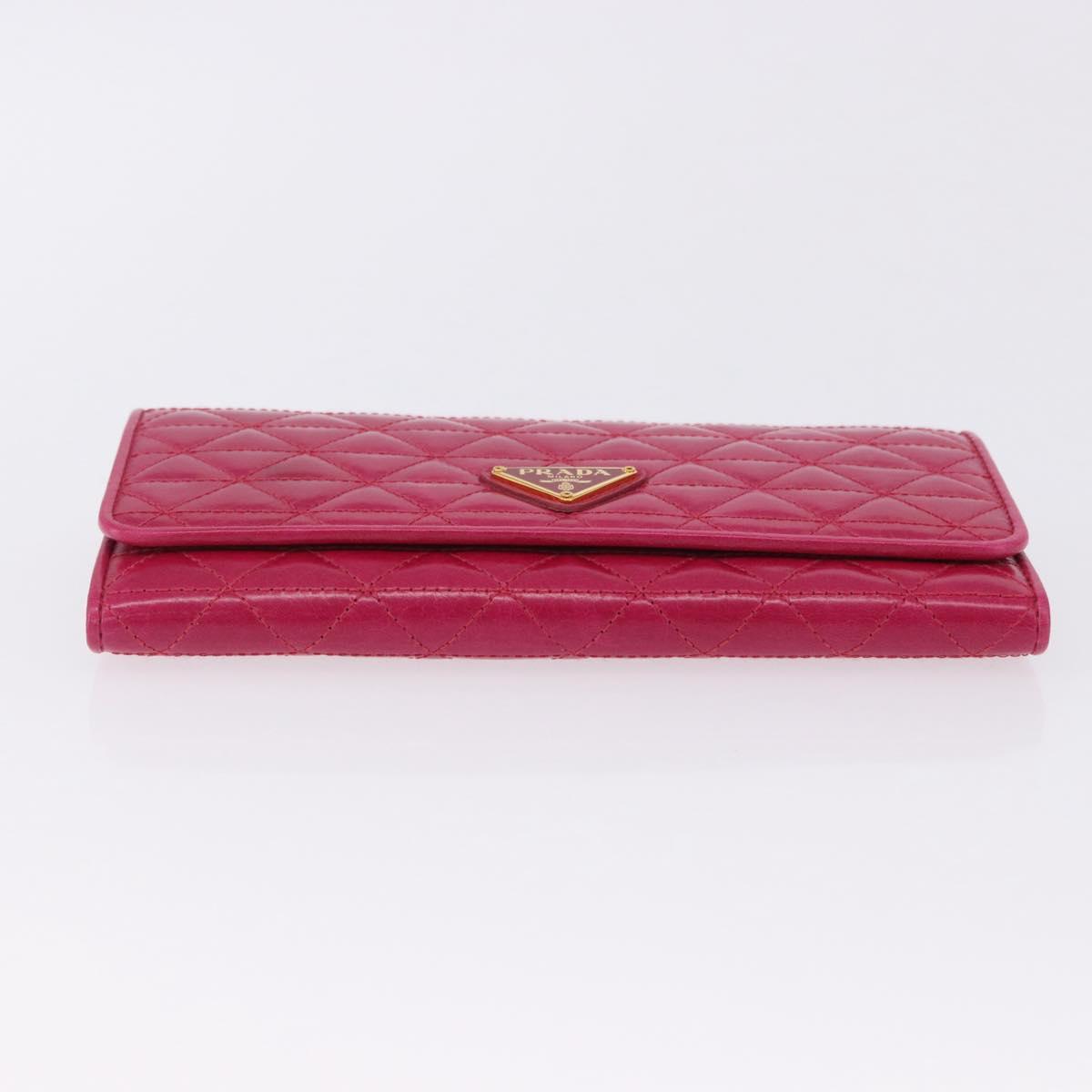 PRADA Long Wallet Leather Pink Gold Auth 200115V